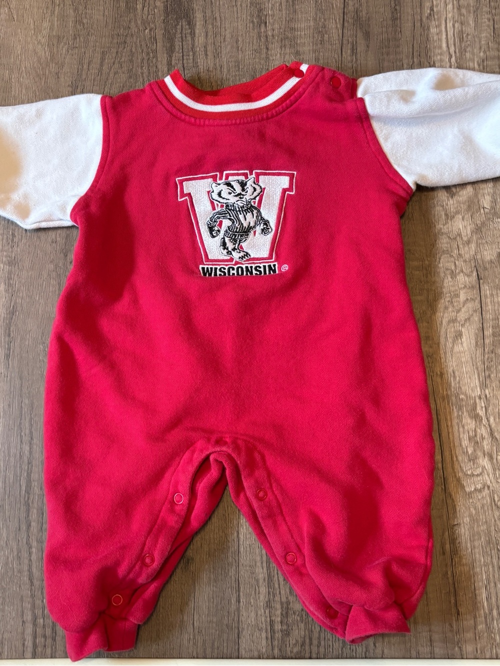 Vintage 90s 2000s Toddler Wisconsin Badgers Romper Sweashirt Sweatsuit Outfit